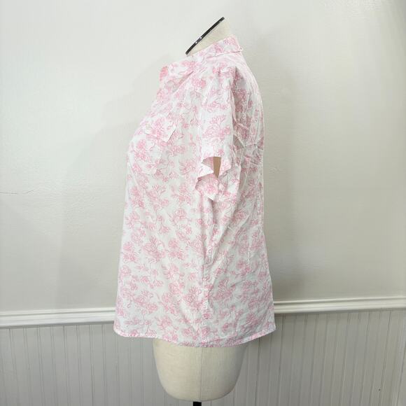 Duck Head Size 1X Top Vintage Floral Cotton Button Up Cottage Country Western - Picture 11 of 14